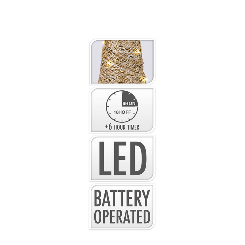 Afbeelding laden in galerijviewer, Kegel led goud 40 leds 78cm