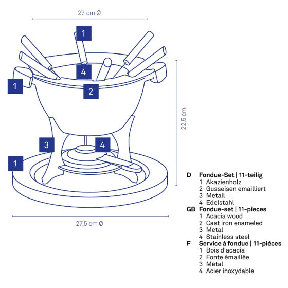 Load image into Gallery viewer, Kela Country fondueset 6 personen 1 liter 11-delig zwart