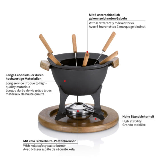 Load image into Gallery viewer, Kela Country fondueset 6 personen 1 liter 11-delig zwart
