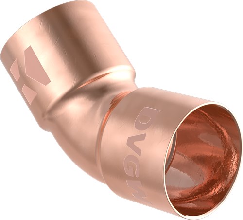 Afbeelding laden in galerijviewer, Kirchhoff koperbocht 45°, blank, 28 mm, 2 sockets (5041) - 989115055
