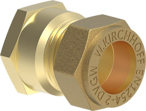 Load image into Gallery viewer, Kirchhoff messing overgangsstuk, blank, 18 mm x 1 2 it, klemkoppeling voor koperen buis - 989456317