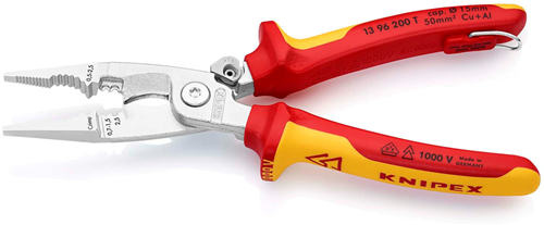 Load image into Gallery viewer, Knipex elektro installatietang geïsoleerd | meercomponenten-omhullingen | vde-gekeurd | geïntegreerde openingsveer - 13 96 200 t bk