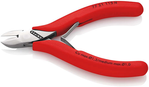 Load image into Gallery viewer, Knipex elektronica-zijsnijtang | 115 mm lengte | doorgestoken scharnier | kunststof bekleed - 77 21 115 n
