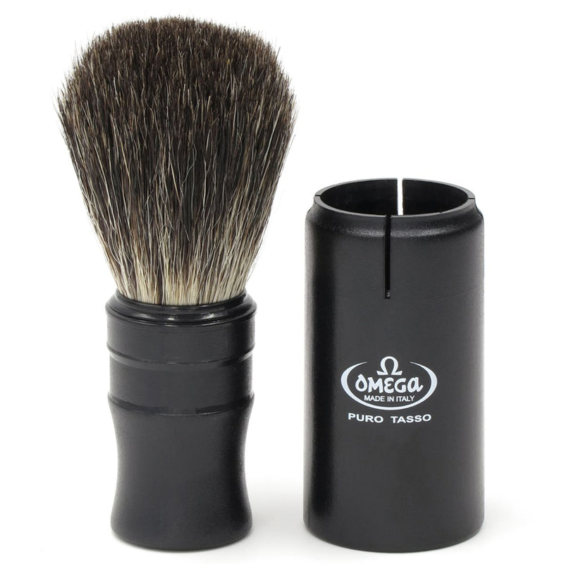 Afbeelding laden in galerijviewer, Omega scheerkwast 100% black badger reiskwast 9cm