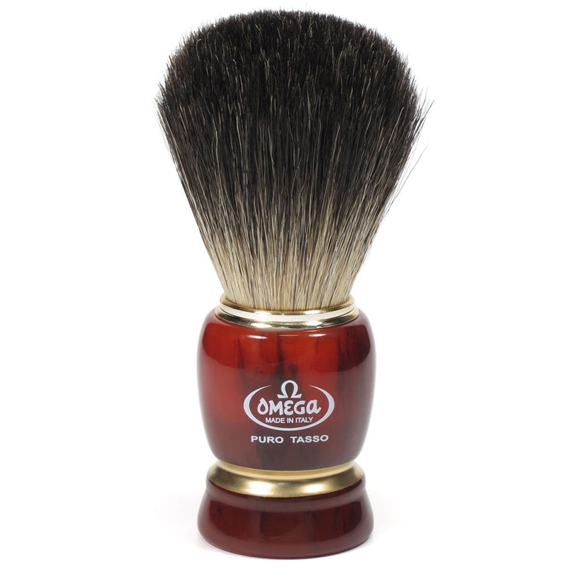 Load image into Gallery viewer, Omega scheerkwast 100% black badger hars handvat + standaard 10cm