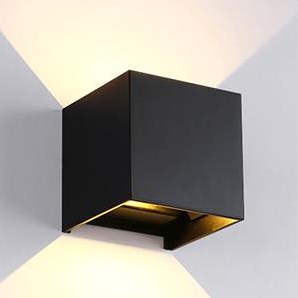 Afbeelding laden in galerijviewer, Enzo led wandlamp 2x3w up down vierkant zwart 3000k - 5082070