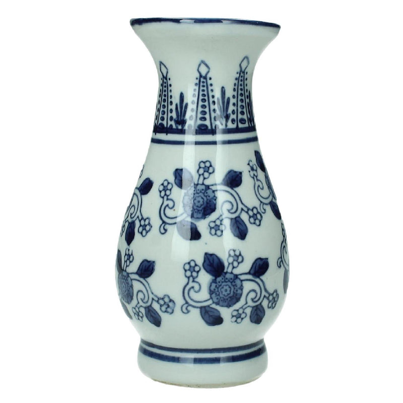 Afbeelding laden in galerijviewer, Kersten vaas aardewerk blauw wit 8x8xh15