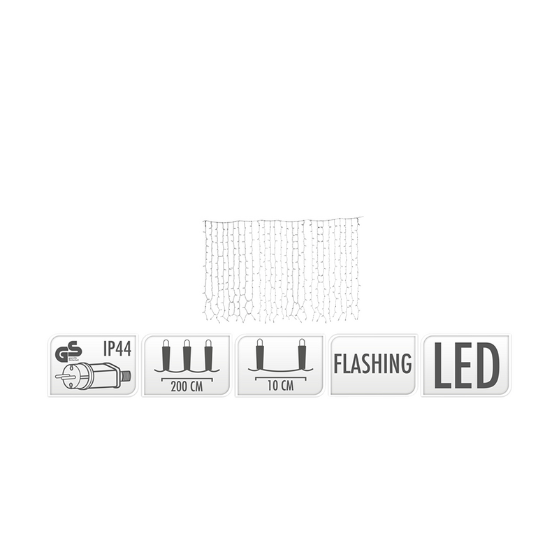 Afbeelding laden in galerijviewer, Lichtgordijn flashing led warm wit 189 leds 200x70cm
