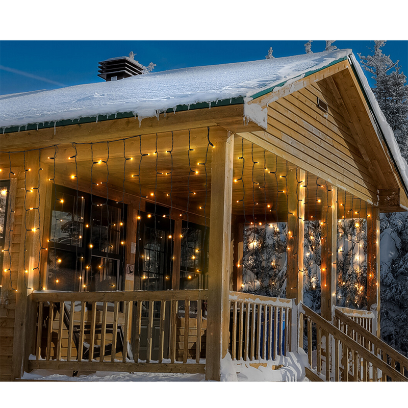 Afbeelding laden in galerijviewer, Lichtgordijn flashing led warm wit 189 leds 200x70cm