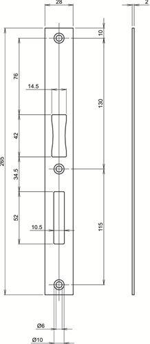 Afbeelding laden in galerijviewer, Lips spg-2420 groepssluitplaat voor metalen kozijnen | rechthoekig | rvs. | 265 x 28 mm - 7170014
