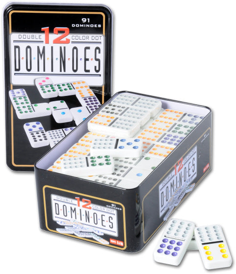 Load image into Gallery viewer, Longfield games Dominospel Dubbel 12 in Blik 91 Stenen