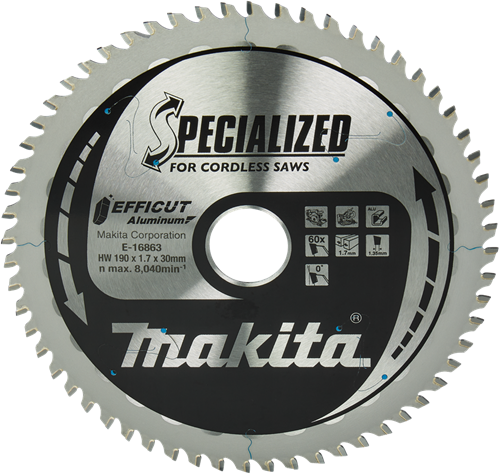 Load image into Gallery viewer, Makita accessoires afkort- en cirkelzaagblad aluminium | efficut 190x30(20)mm 60t 0g - e-16863 e-16863