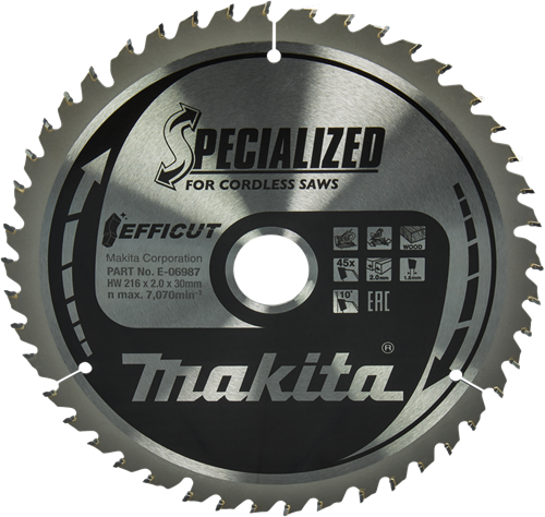 Load image into Gallery viewer, Makita accessoires afkortzaagblad hout | efficut 216x30x2,0 45t 10g - e-06987 - e-06987