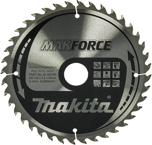 Load image into Gallery viewer, Makita accessoires cirkelzaagblad | hout | 190x30x2,2 40t 20g - b-32340
