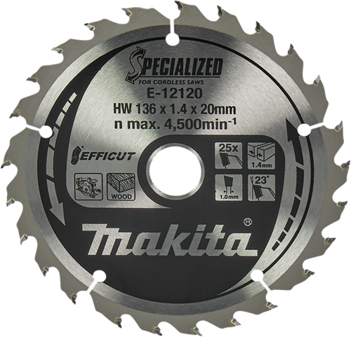 Load image into Gallery viewer, Makita accessoires cirkelzaagblad hout | efficut 136x20x1,5 25t 23g - e-12120 - e-12120