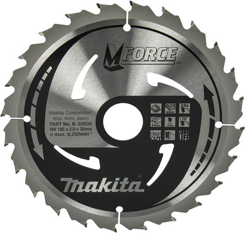 Load image into Gallery viewer, Makita accessoires makita cirkelzaagblad voor hout | mforce | ø 185mm asgat 30mm 24t - b-32035