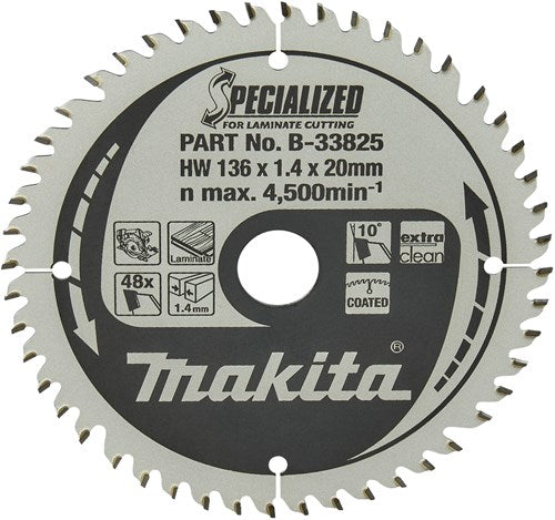Afbeelding laden in galerijviewer, Makita accessoires makita cirkelzaagblad voor laminaat | specialized | ø 136mm asgat 20mm 48t - b-33825