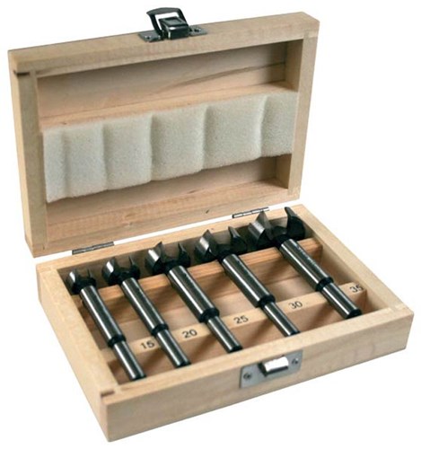Afbeelding laden in galerijviewer, Makita accessoires makita d-47363 5-delige scharniergat boorset in houten cassette - 15-35mm