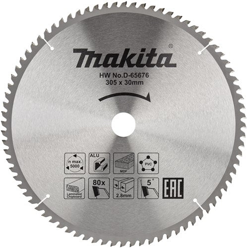 Load image into Gallery viewer, Makita accessoires d-65676 afkortzaagblad | div. materialen | 305x30x2,8 | 80t | 5g - d-65676