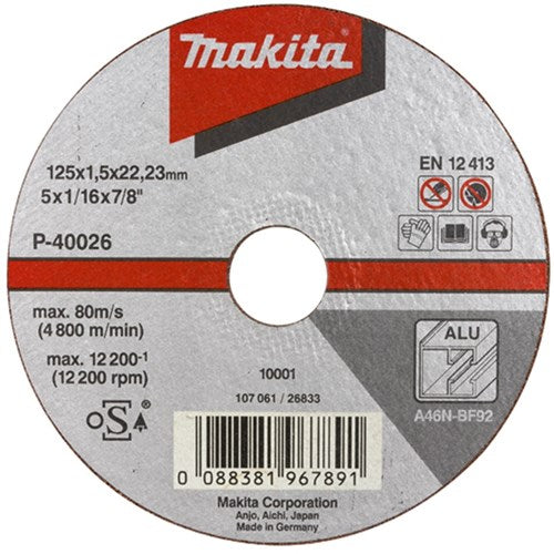 Load image into Gallery viewer, Makita accessoires doorslijpschijf 125x1,0mm alu - b-45331 - b-45331