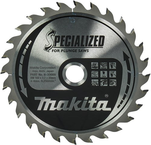 Load image into Gallery viewer, Makita accessoires makita invalcirkelzaagblad voor hout | specialized | ø 165mm asgat 20mm 28t - b-33009
