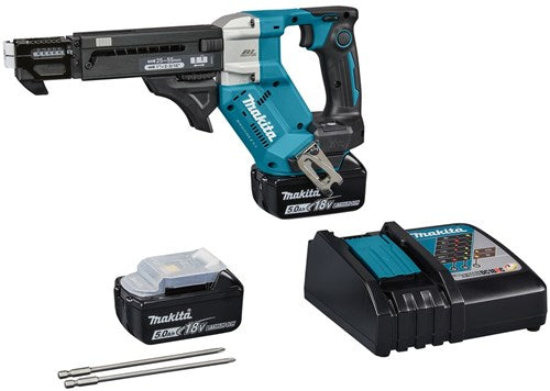 Load image into Gallery viewer, Makita dfr551rtj | 18 v | schroefautomaat | 25-55 mm | 5,0 ah (2 st) | snellader | in mbox dfr551rtj