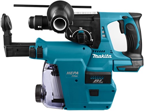 Load image into Gallery viewer, Makita dhr243zjw 18 volt combihamer | sds-plus | met verwisselbare boorkop met stofafzuiging | zonder accu's en lader in m-box - dhr243zjw
