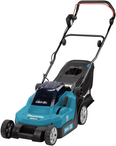 Load image into Gallery viewer, Makita dlm382cm2 2x18 v grasmaaier 38 cm 4,0 ah accu (2 st), duolader (dc18sh), in doos - dlm382cm2