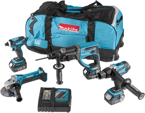 Load image into Gallery viewer, Makita dlx4017 | lxt accu combiset 18v ddf458 + dhr202 + dtd146 + dga452 in tas (3x 3.0ah accu + dc18rc snellader) - dlx4017