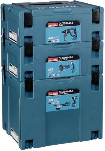 Load image into Gallery viewer, Makita dlx5044tj | lxt accu combiset 18v boorhamer + decoupeerzaag + haakse slijper + lamp + boormachine in koffer (3x 5.0ah accu + lader) - dlx5044tj