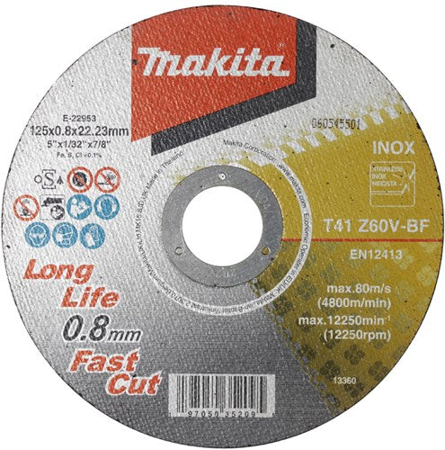 Afbeelding laden in galerijviewer, Makita accessoires makita doorslijpschijf rvs 125mm x 0,8 mm inox (12 stuks) - e-22953-12