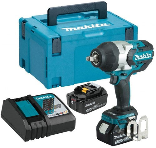 Load image into Gallery viewer, Makita dtw1002rtj 18v slagmoersleutel 1000 nm 5,0ah accu (2 st), snellader, mbox