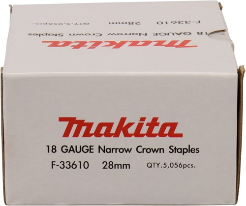 Load image into Gallery viewer, Makita accessoires niet 28mm 6,35x1,1x1,3mm - narrow crown, 18awg - f-33610