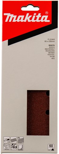 Afbeelding laden in galerijviewer, Makita accessoires makita p-31843 vlak schuurvel red - k60 - 93 x 228mm (10st)