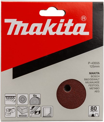 Afbeelding laden in galerijviewer, Makita accessoires makita p-43555 schuurschijf red v. 125mm. k80 ve=10