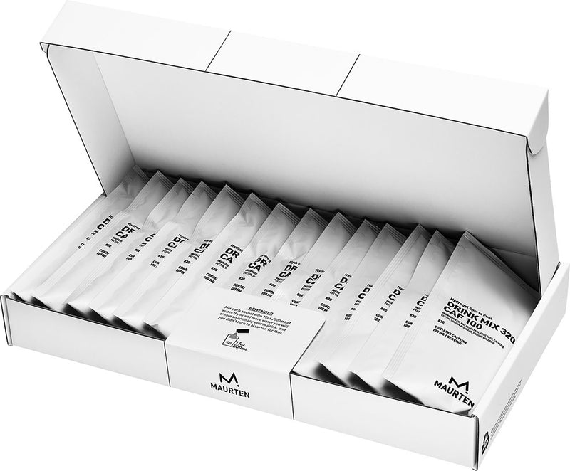 Load image into Gallery viewer, Maurten drink mix 320 caf 100 hydrogel drink powder + caffeine 14x83g