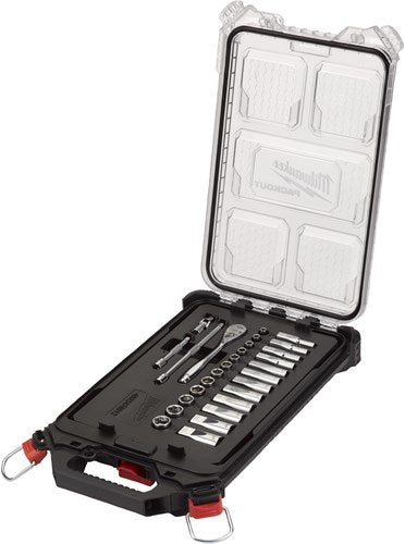 Load image into Gallery viewer, Milwaukee accessoires metrische 1 4 ratel + doppen set (28-delig) in packout compact slim organiser - 4932478812