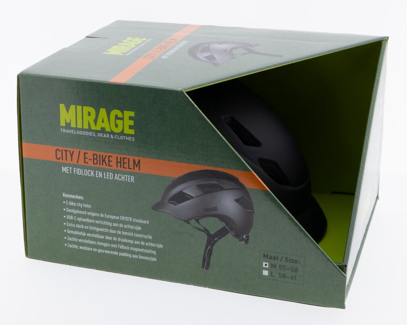 Load image into Gallery viewer, Buzaglo mirage urban helm e-bike led 55-58cm mat zwart