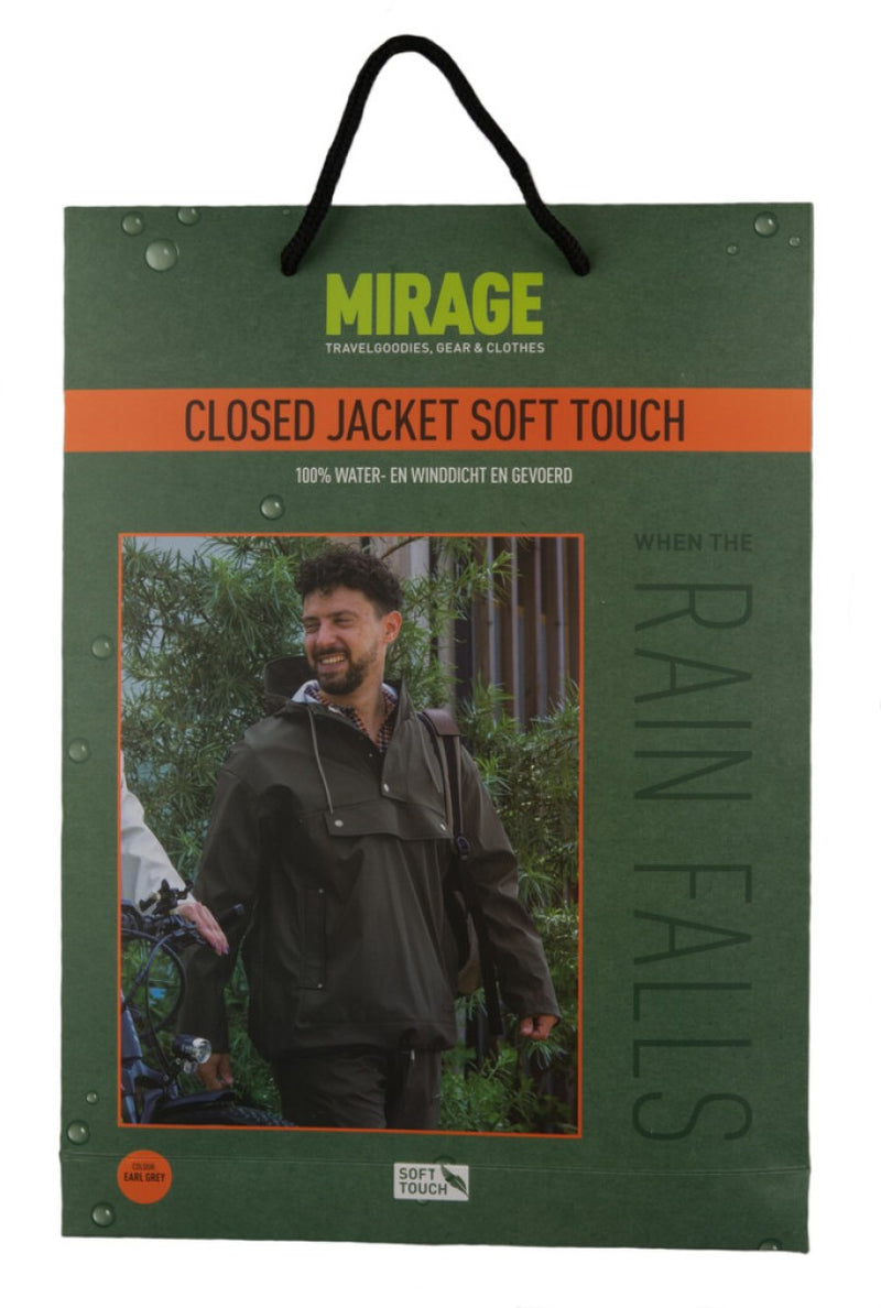 Load image into Gallery viewer, Mirage regenjas rainfall closed jacket - maat l - gemaakt van polyester soft touch - earl grey