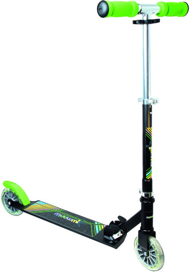 Load image into Gallery viewer, Muuwmi Neon 2-wiel Kinderstep LED Opvouwbaar Voetrem Zwart Groen
