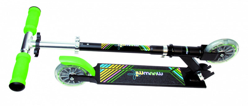 Load image into Gallery viewer, Muuwmi Neon 2-wiel Kinderstep LED Opvouwbaar Voetrem Zwart Groen