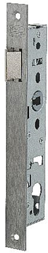 Afbeelding laden in galerijviewer, Nemef 9620 loopslot | dm25mm | krukgat 8mm | voorplaat rvs 24x245mm rechthoekig | zamac vernikkelde dagschoot | dr 1+3 2+4 - 9962107001