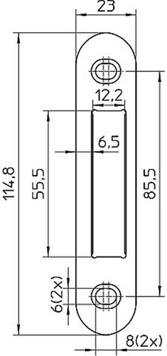Afbeelding laden in galerijviewer, Nemef p 4915 sluitplaat | staal verzinkt 23x114,8mm afgerond | bulkverpakking | per 10 stuks verpakt | dr 1+2+3+4 - 9491590145