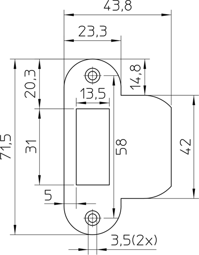 Afbeelding laden in galerijviewer, Nemef p1255 sluitplaat | messing 23.3x71.5mm afgerond| dr 1+2+3+4 - 9125590540
