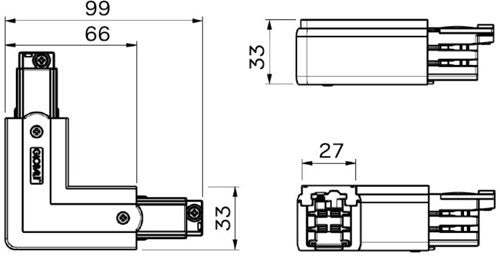 Load image into Gallery viewer, Nordic hoekstuk vast 90gr. tbv. rail wit links 5050030