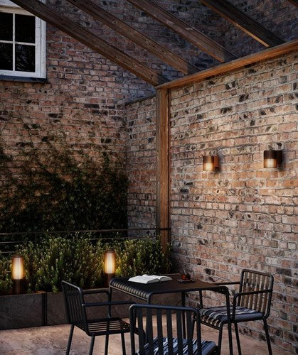 Afbeelding laden in galerijviewer, Enzo nordlux wandlamp aludra rond e27 bruin ip54 - 4800942