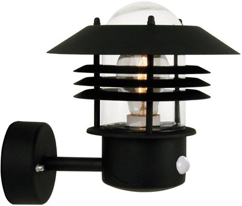 Afbeelding laden in galerijviewer, Enzo nordlux wandlamp vejers met sensor e27 zwart ip44 - 4800925