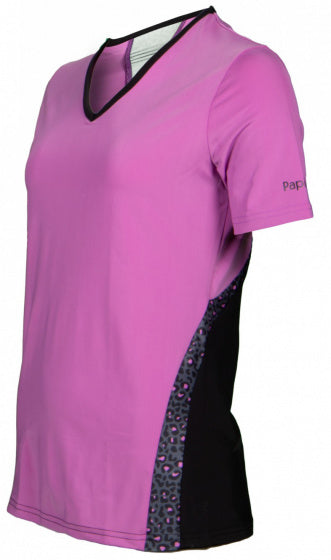 Load image into Gallery viewer, Papillon Sportshirt dames polyester elastaan roze zwart mt L