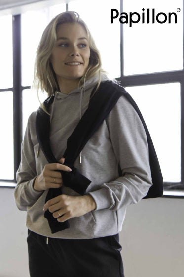 Load image into Gallery viewer, Papillon Sweat Hoody Katoen Dames Grijs Maat S