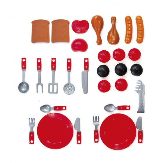 Load image into Gallery viewer, Paradiso toys Speelgoedbarbecue 50 cm 30-Delig Rood zwart